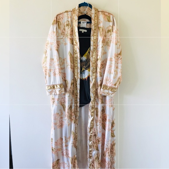 Free People Intimates Floral Baroque Print Satin Robe, NWT - Picture 16 of 16